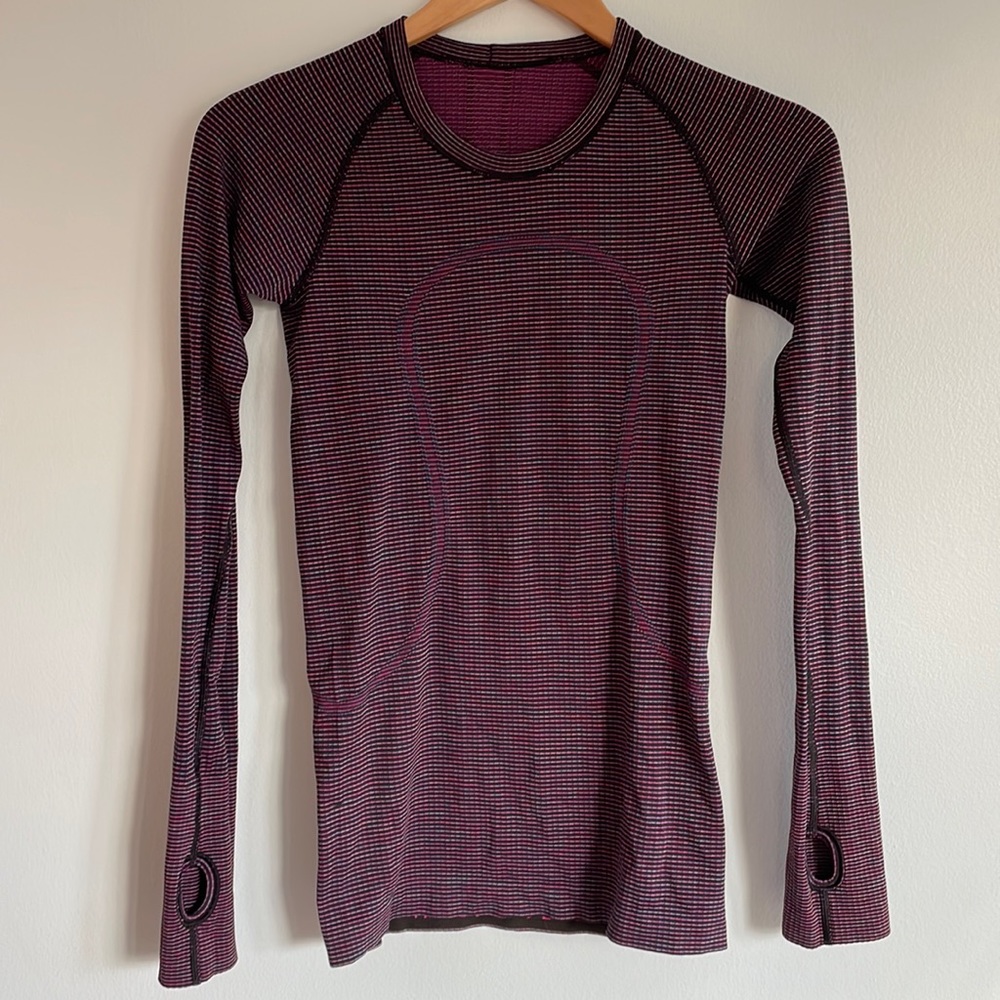 lululemon swiftly long sleeve stripped print